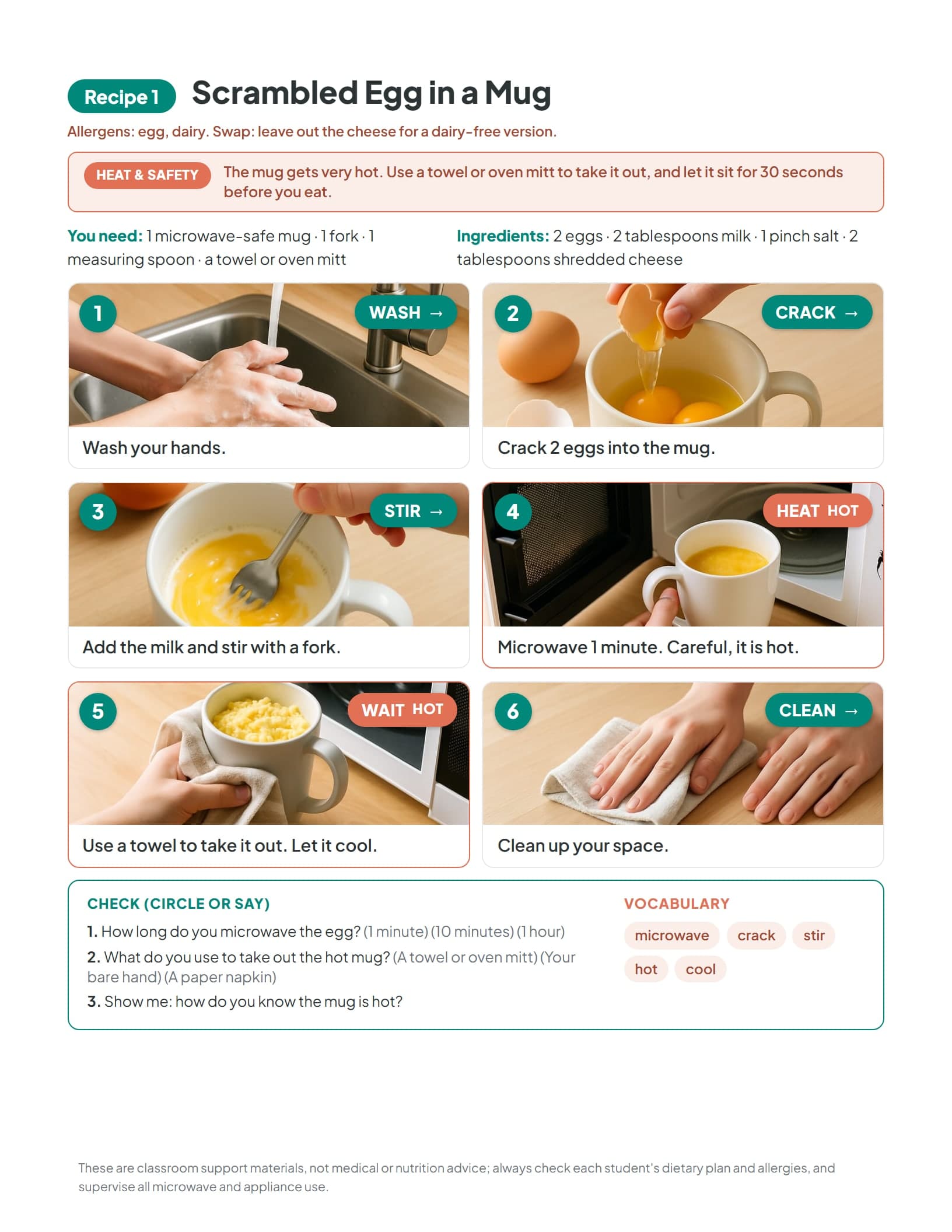 A full-page microwave visual recipe with photo steps from the free sample