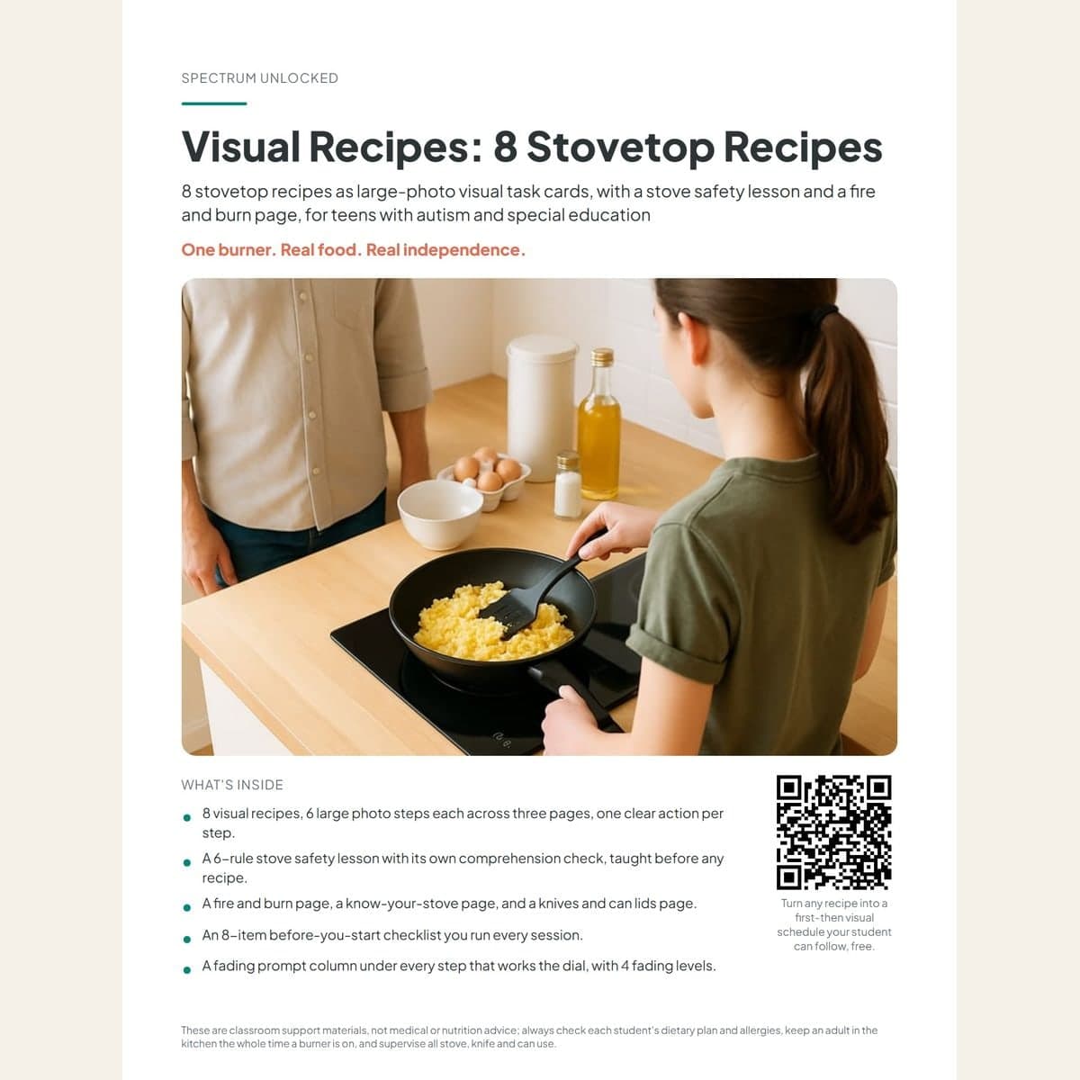 Visual Recipes 8 Stovetop Recipes cover with a pan on a burner and the pack title