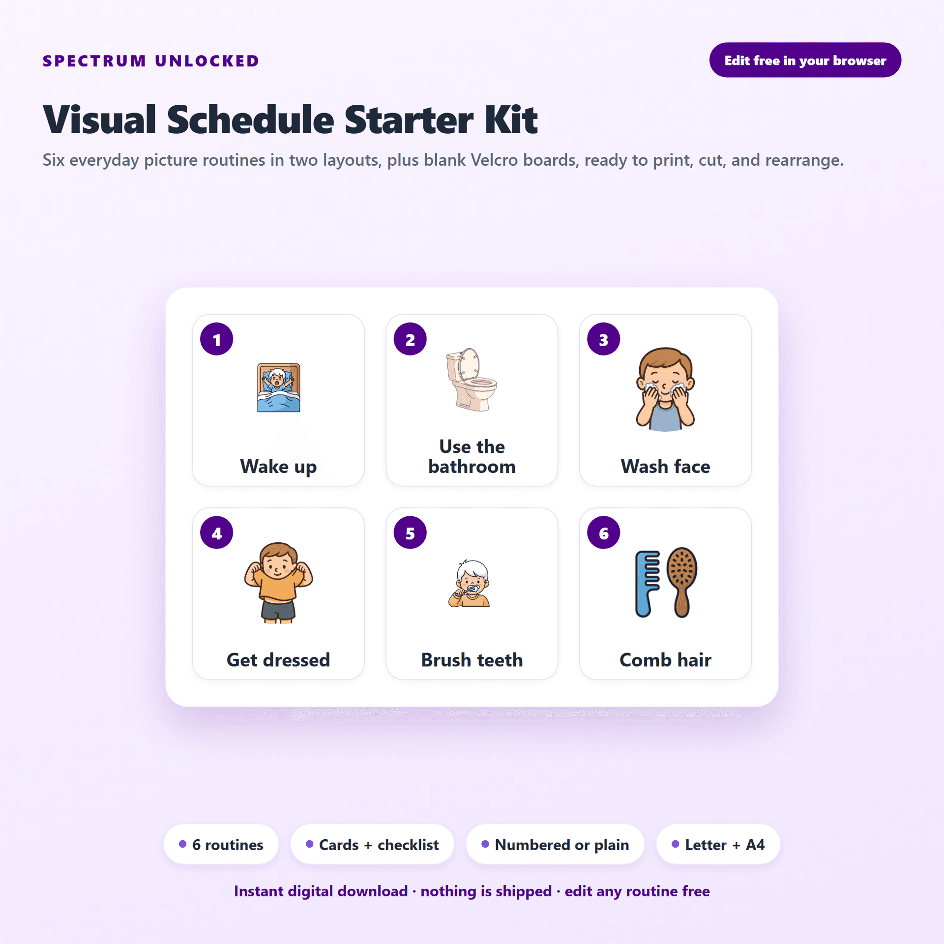 Visual Schedule Pack cover showing printable classroom schedules and picture cards