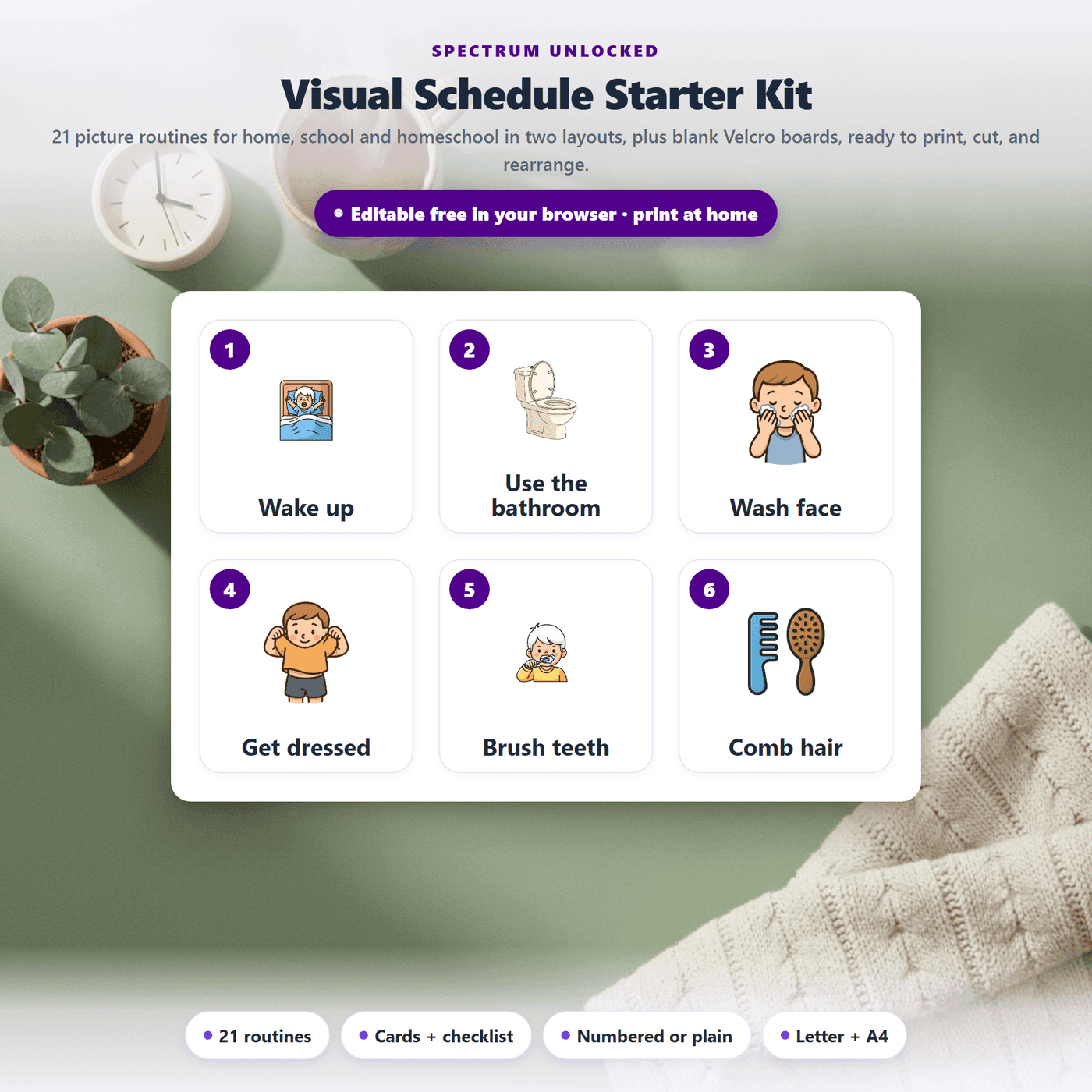 Visual Schedule Pack in use on a classroom wall with picture cards posted