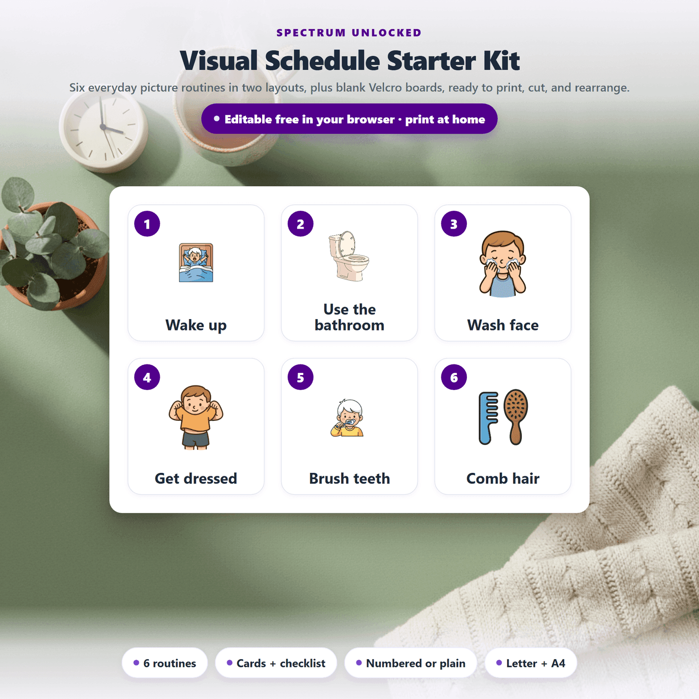 Visual Schedule Pack in use on a classroom wall with picture cards posted