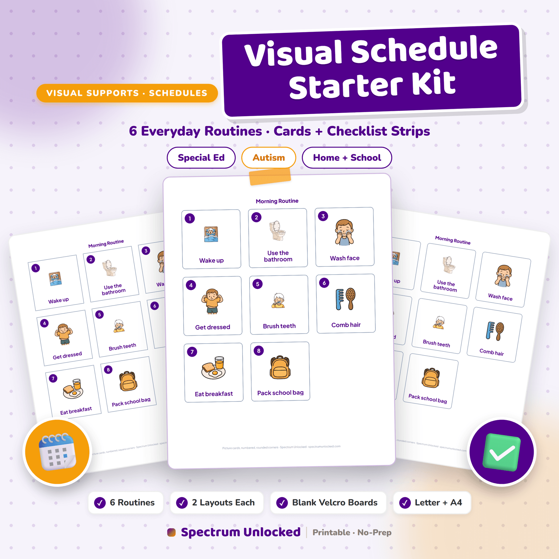 Visual Schedule Pack cover showing printable classroom schedules and picture cards