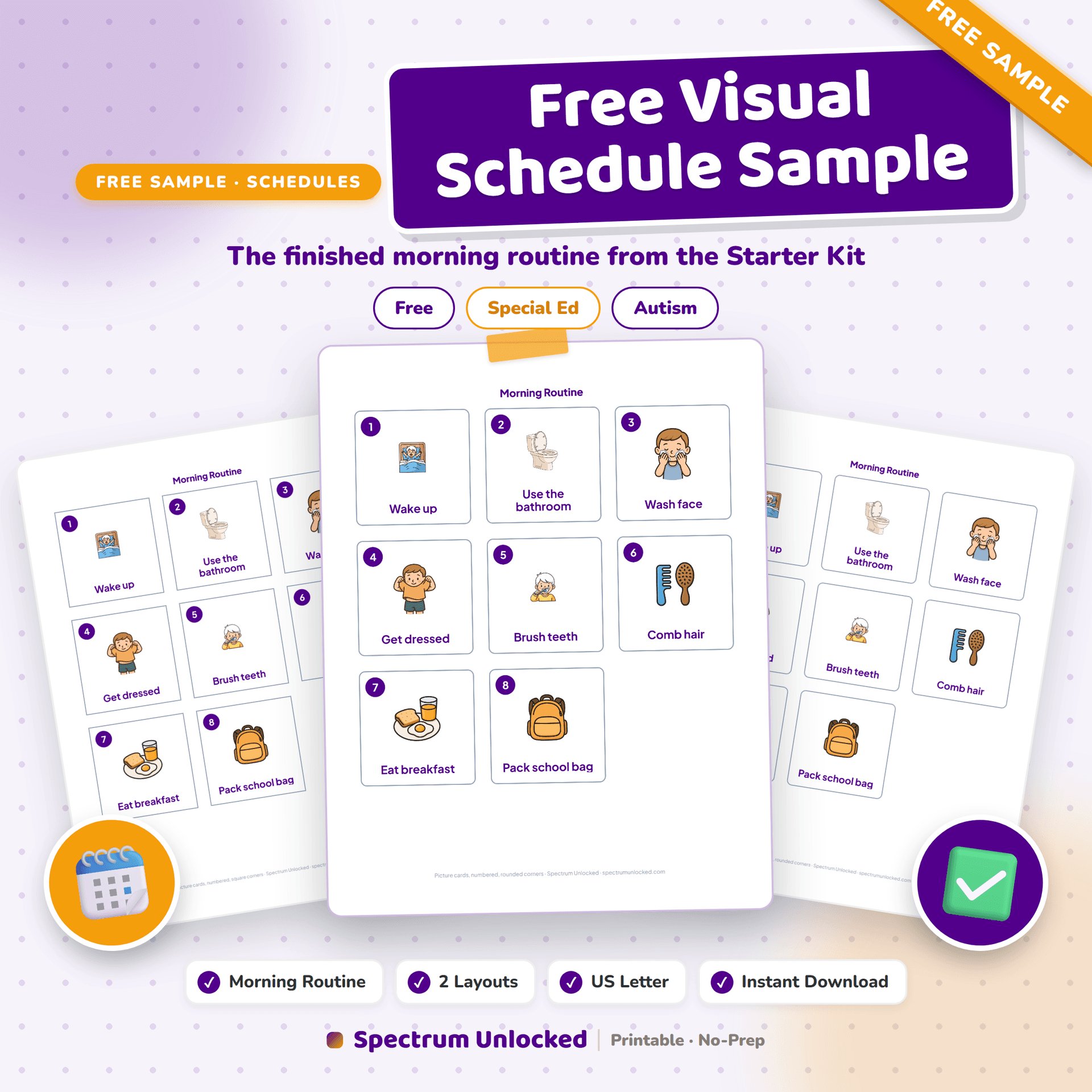 Free Visual Schedule Sample cover showing the printable pages