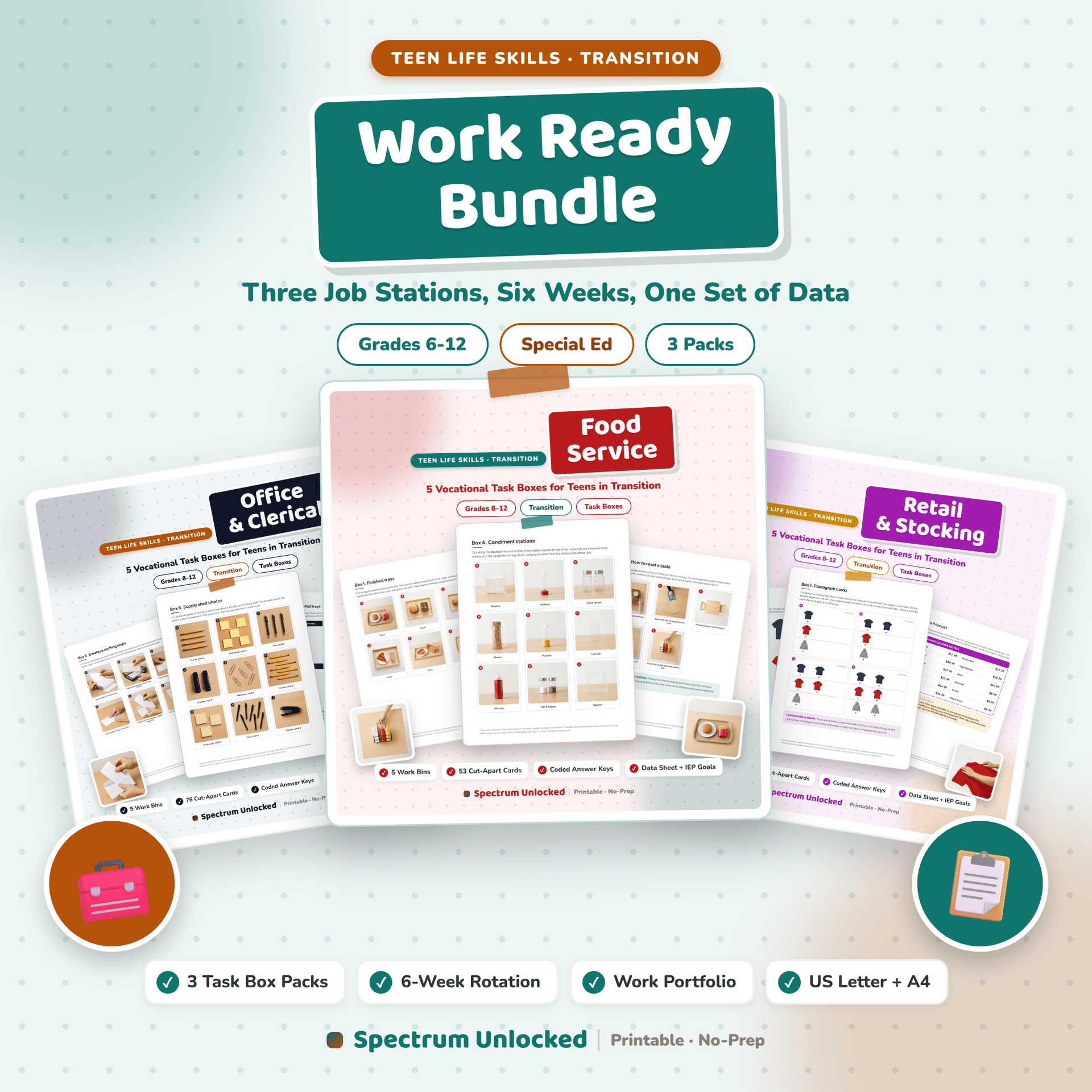 Work Ready Bundle cover showing the three vocational task box packs it contains