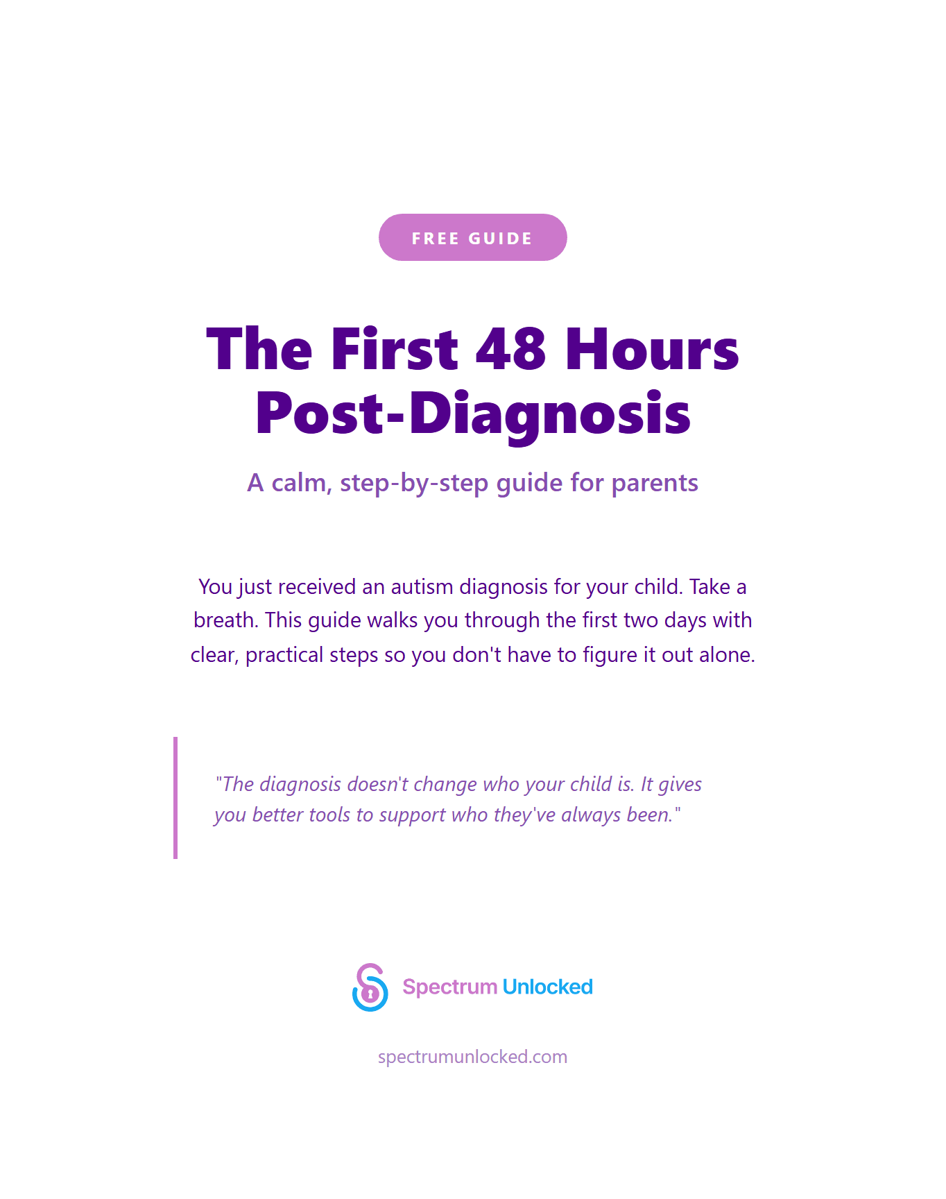 Printable autism diagnosis first steps guide for the first 48 hours