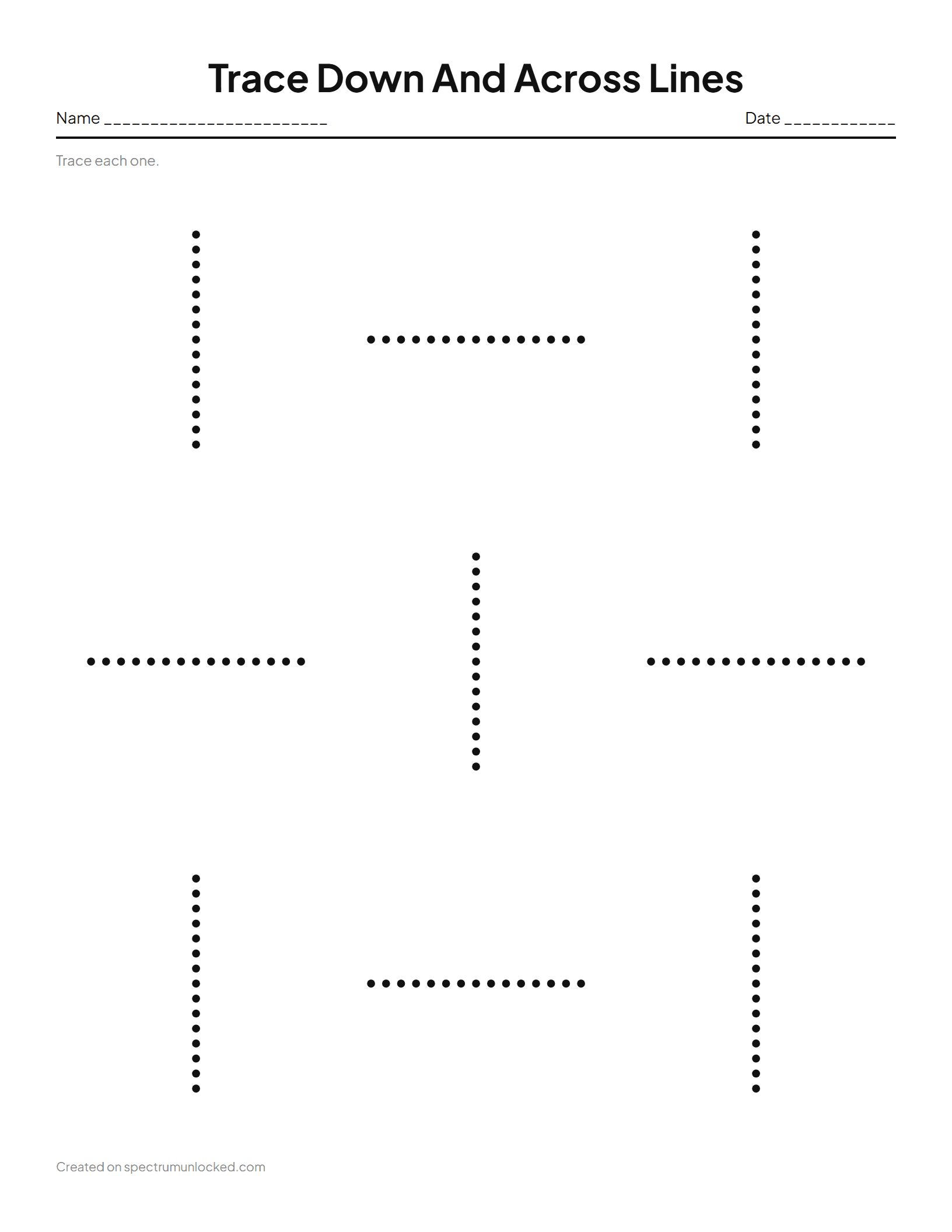 Horizontal And Vertical Line Tracing Worksheets: preview of the printable sheet