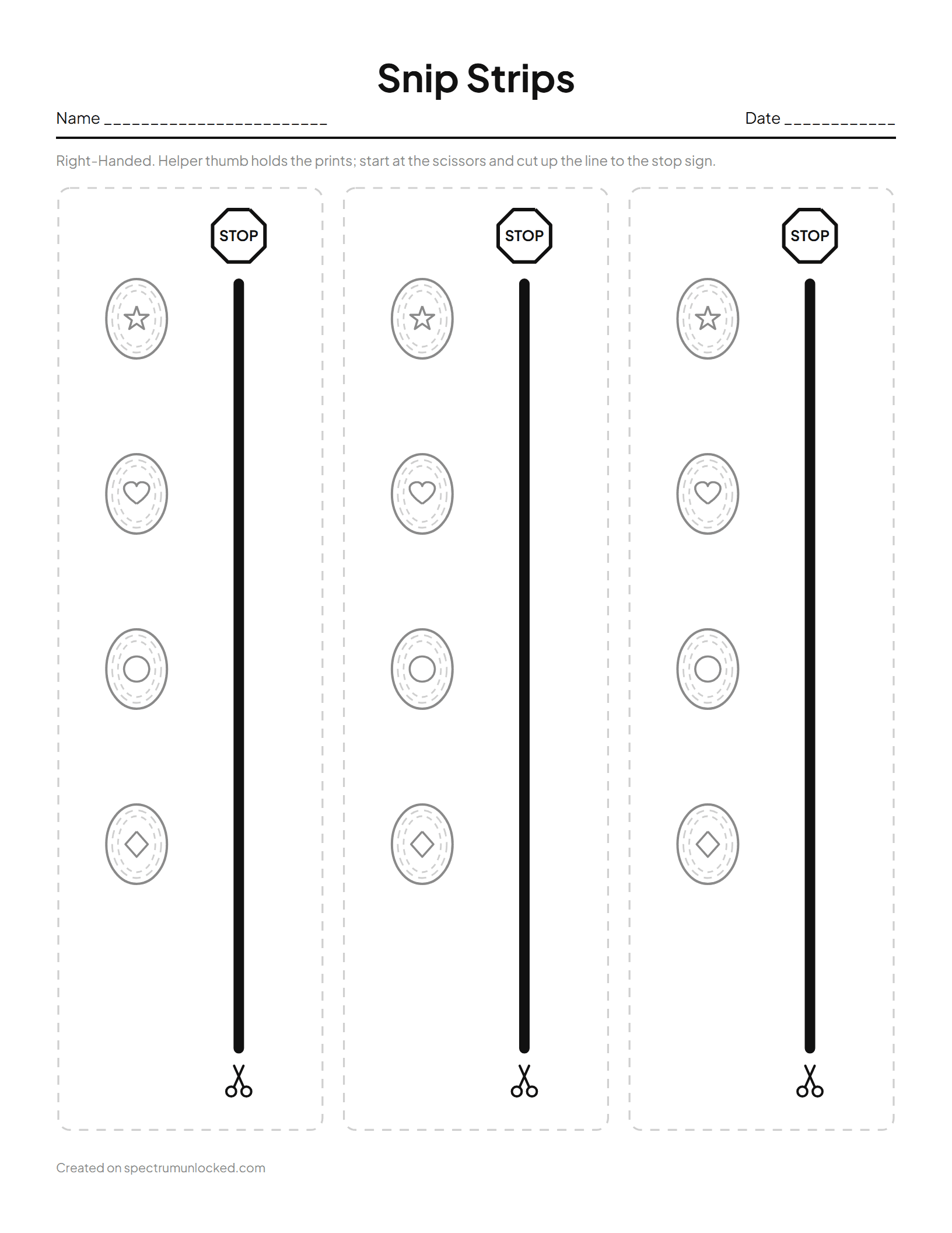 Snip Strips: preview of the printable sheet