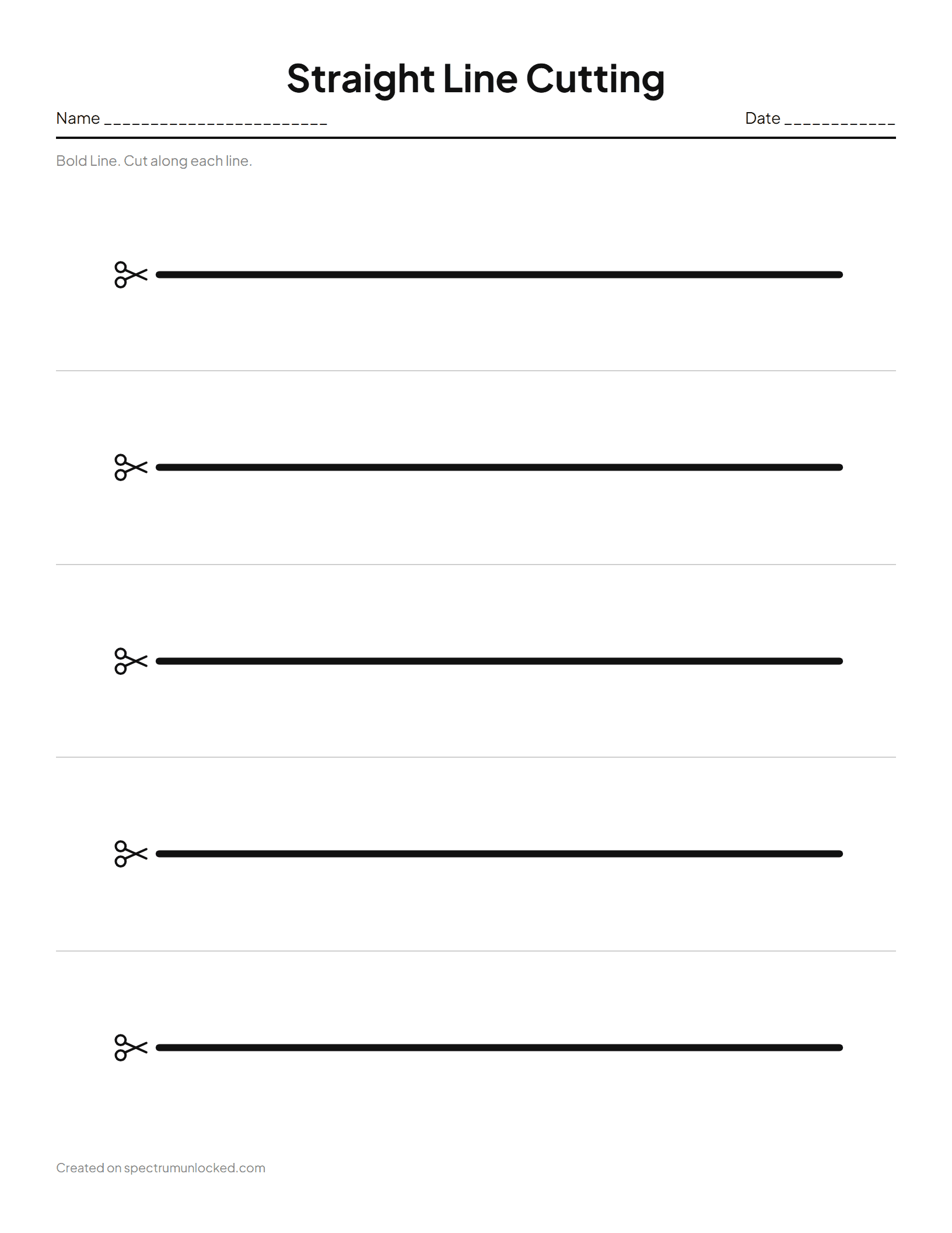 Straight Line Cutting Strips: preview of the printable sheet