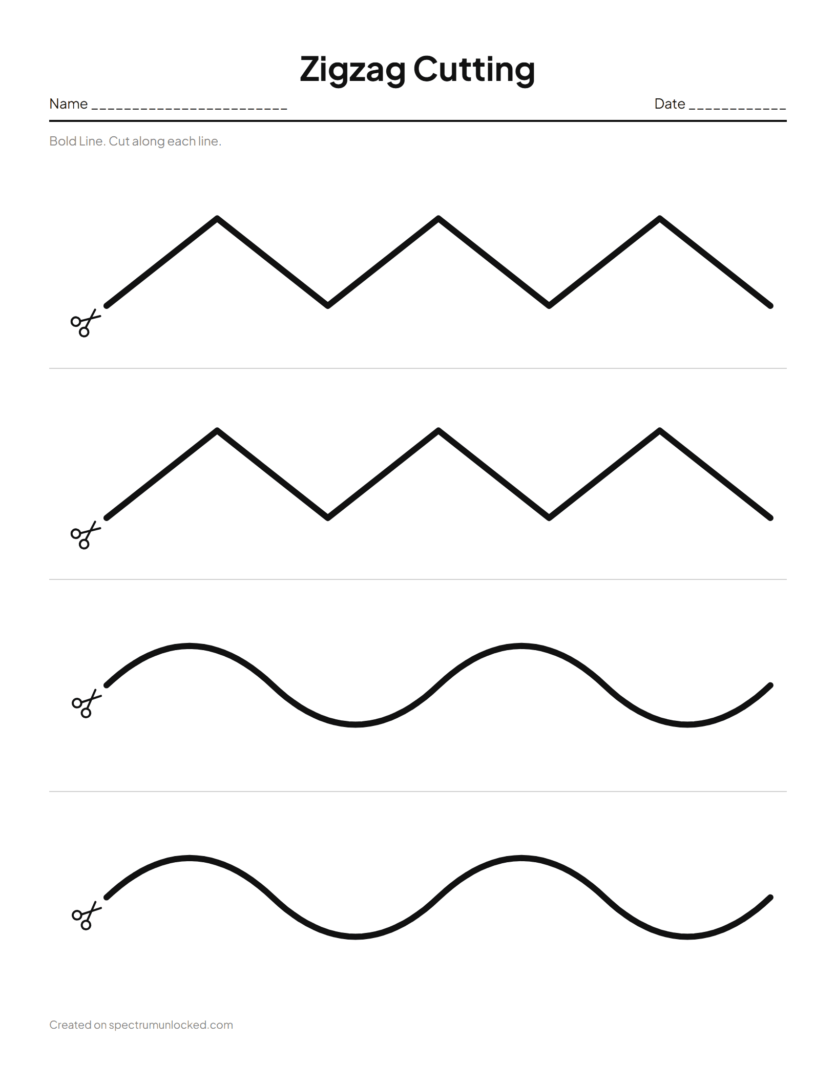 Zigzag Cutting Strips: preview of the printable sheet