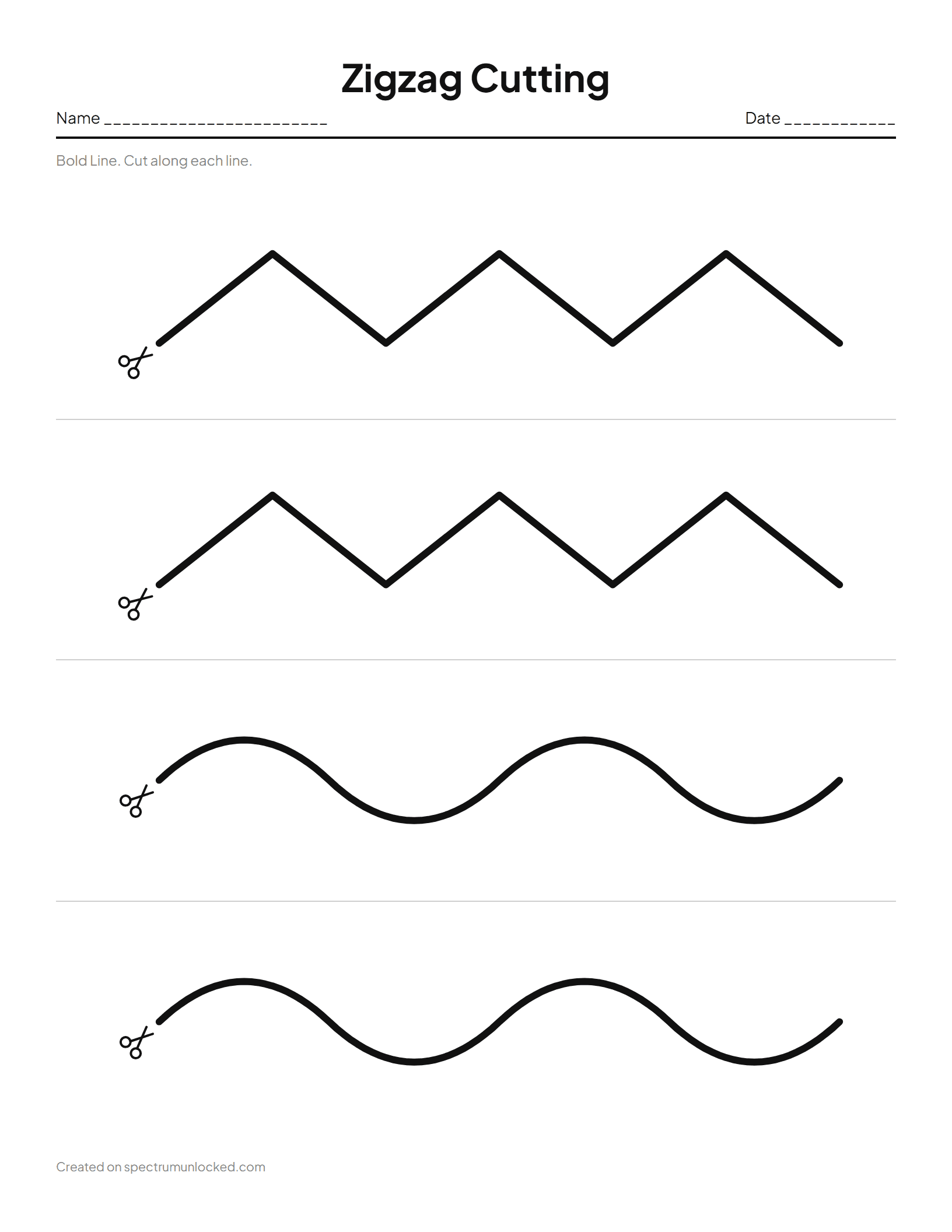 Zigzag Cutting Strips: preview of the printable sheet