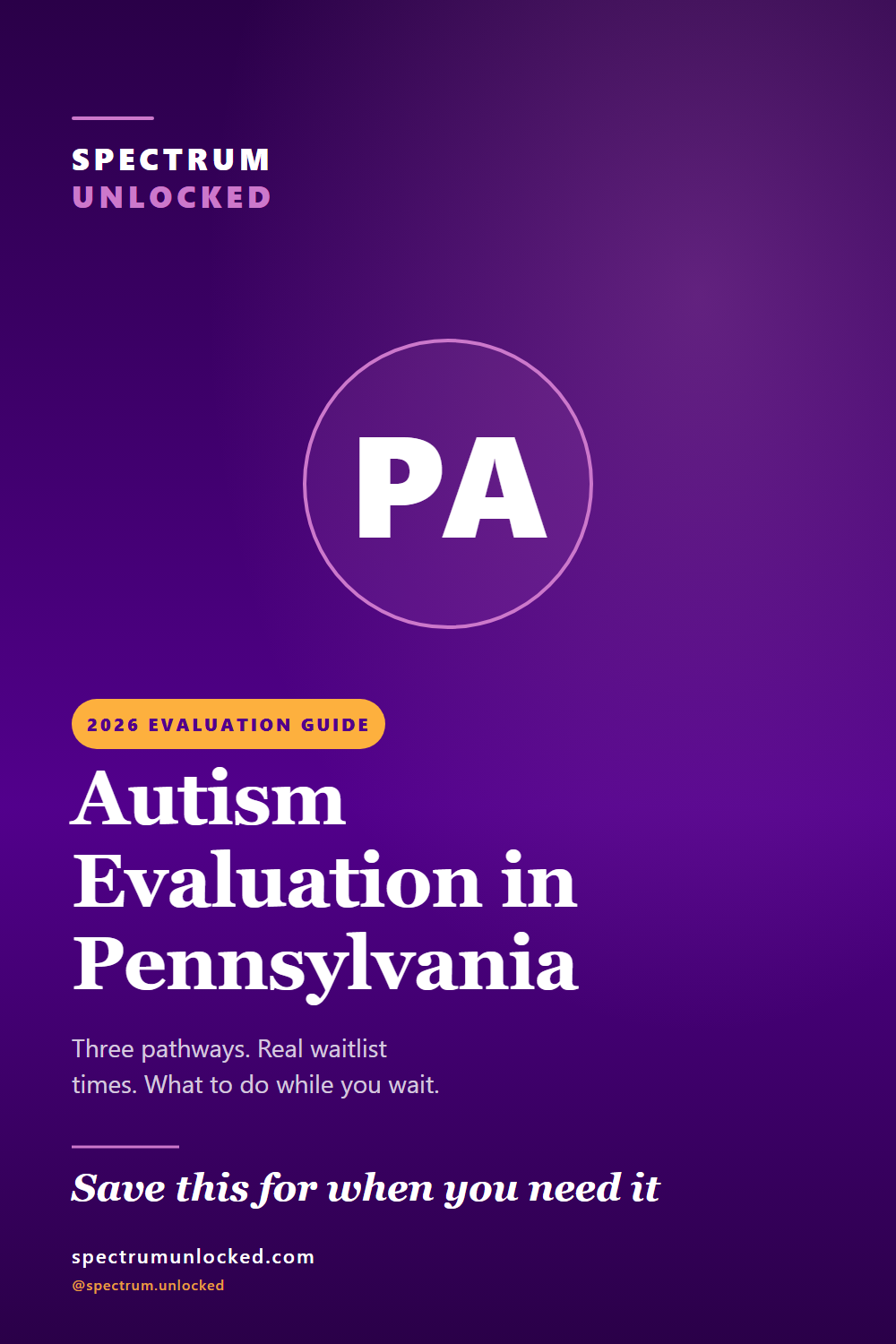 Pinterest pin: Autism Evaluation in Pennsylvania: 2026 Guide