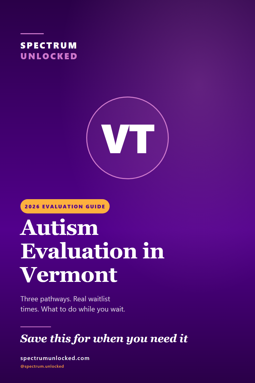 Pinterest pin: Autism Evaluation in Vermont: 2026 Guide