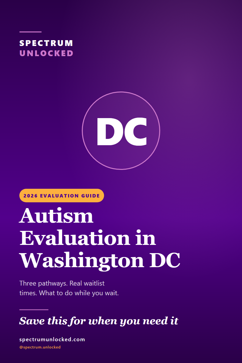 Pinterest pin: Autism Evaluation in Washington DC: 2026 Guide