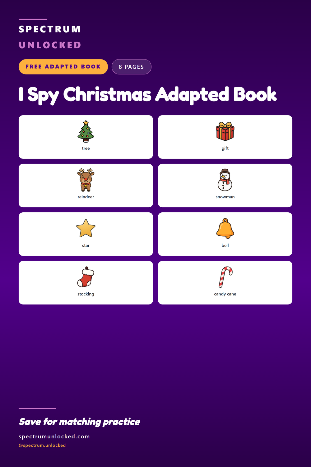 Pinterest pin: I Spy Christmas Adapted Book