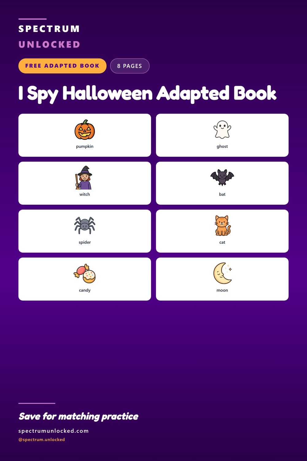 Pinterest pin: I Spy Halloween Adapted Book