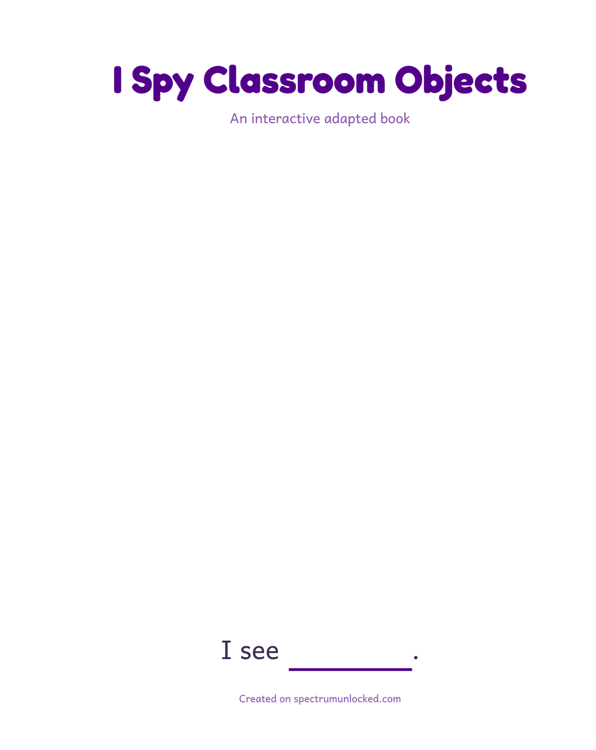 I Spy Classroom Objects adapted book preview