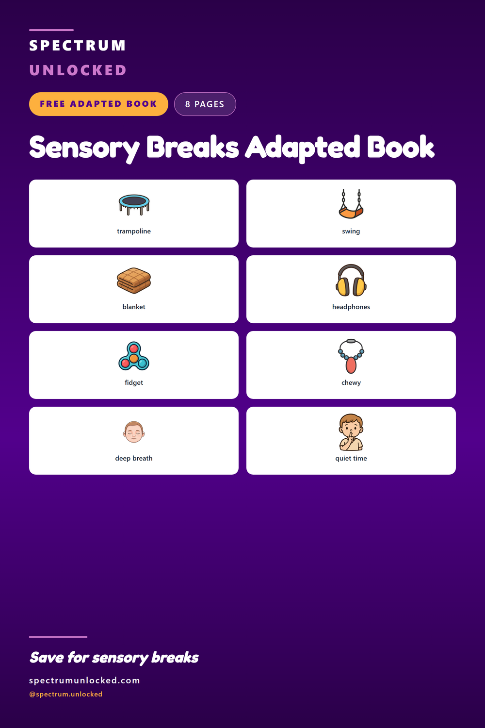 Pinterest pin: Sensory Breaks Adapted Book