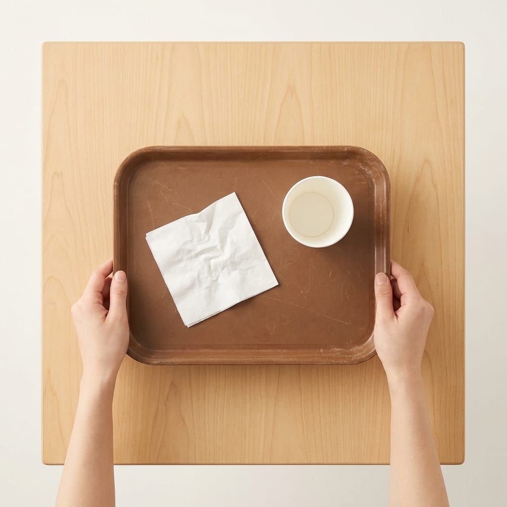 Resetting a Table: Clear the tray, the cups and any trash