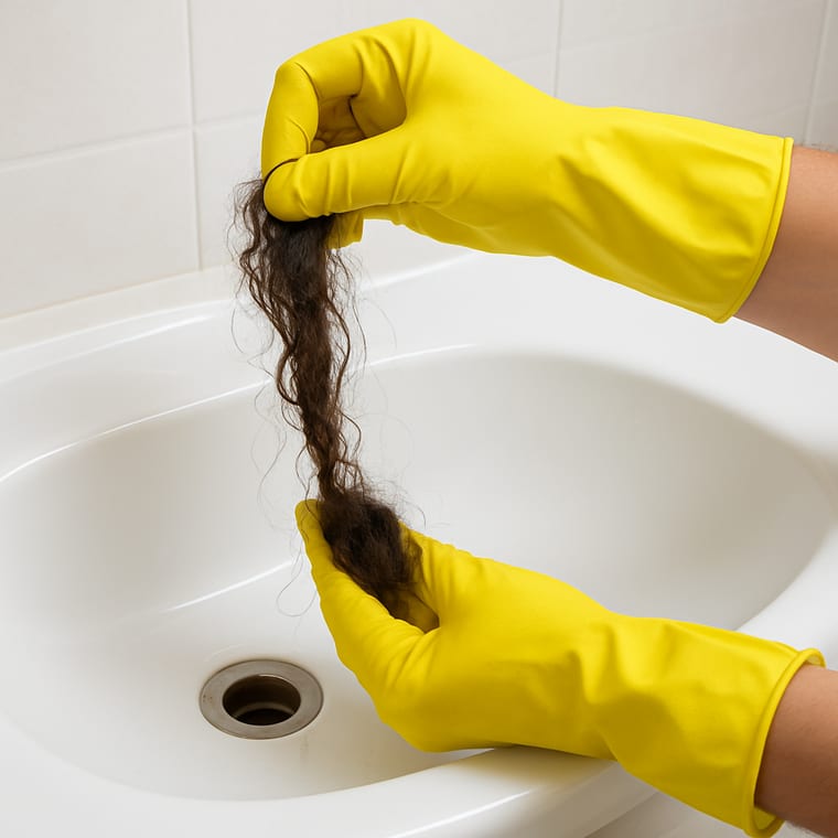Unclog a drain: Put on gloves