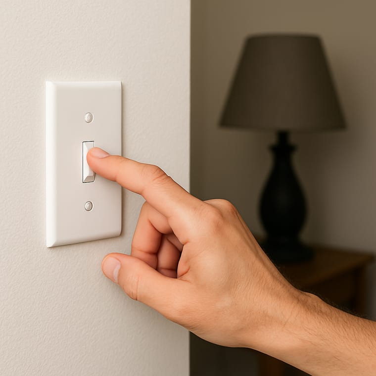 Change a lightbulb: Turn the light switch off