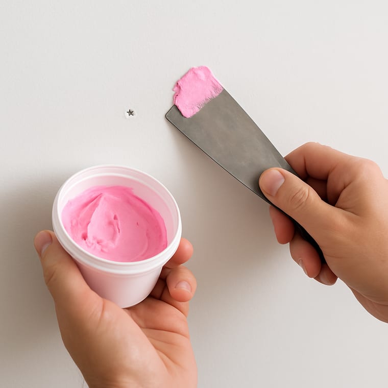 Patch a small nail hole: Press spackle into the hole with the putty