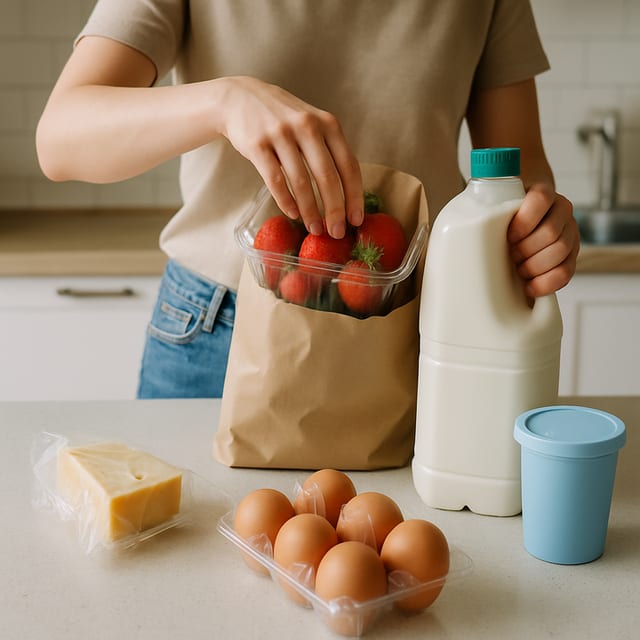 Putting groceries away: Cold things first