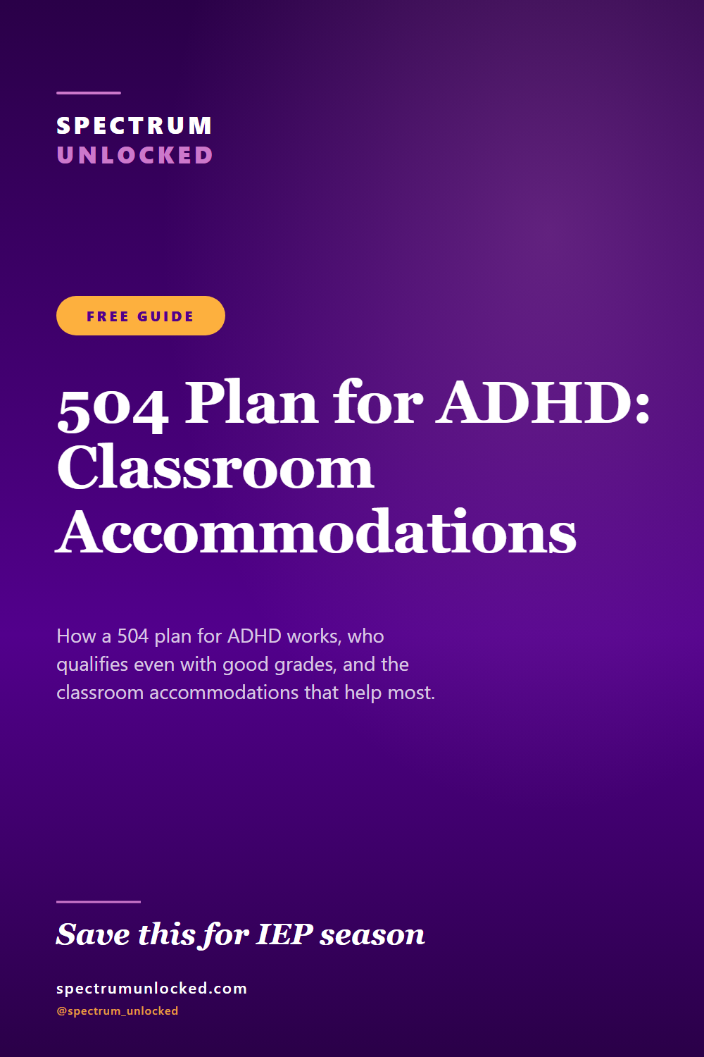 Pinterest pin: 504 Plan for ADHD: Classroom Accommodations