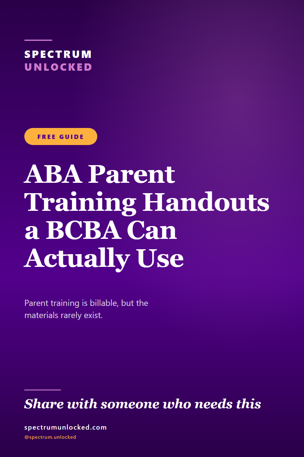 Pinterest pin: ABA Parent Training Handouts a BCBA Can Actually Use