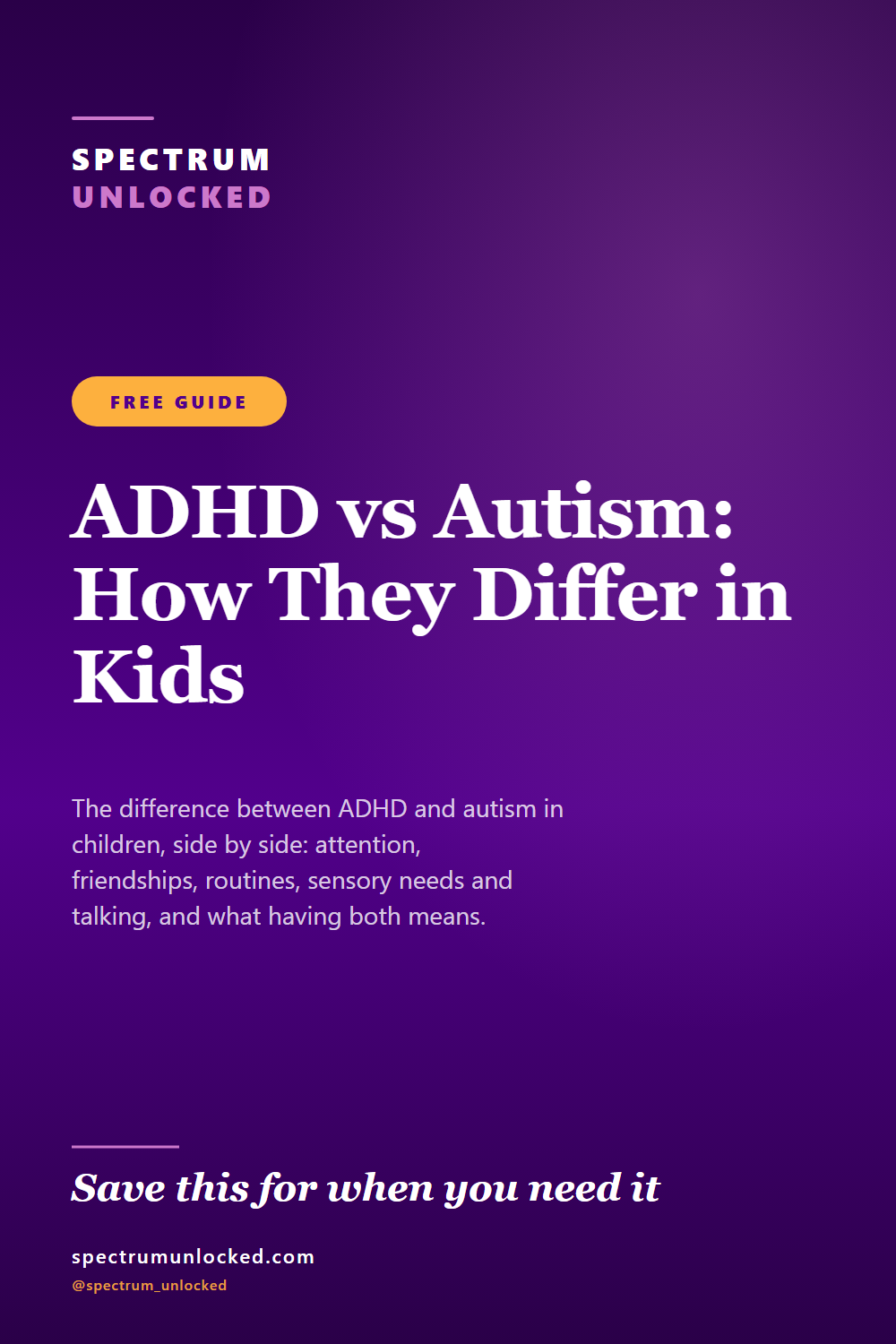 Pinterest pin: ADHD vs Autism: How They Differ in Kids