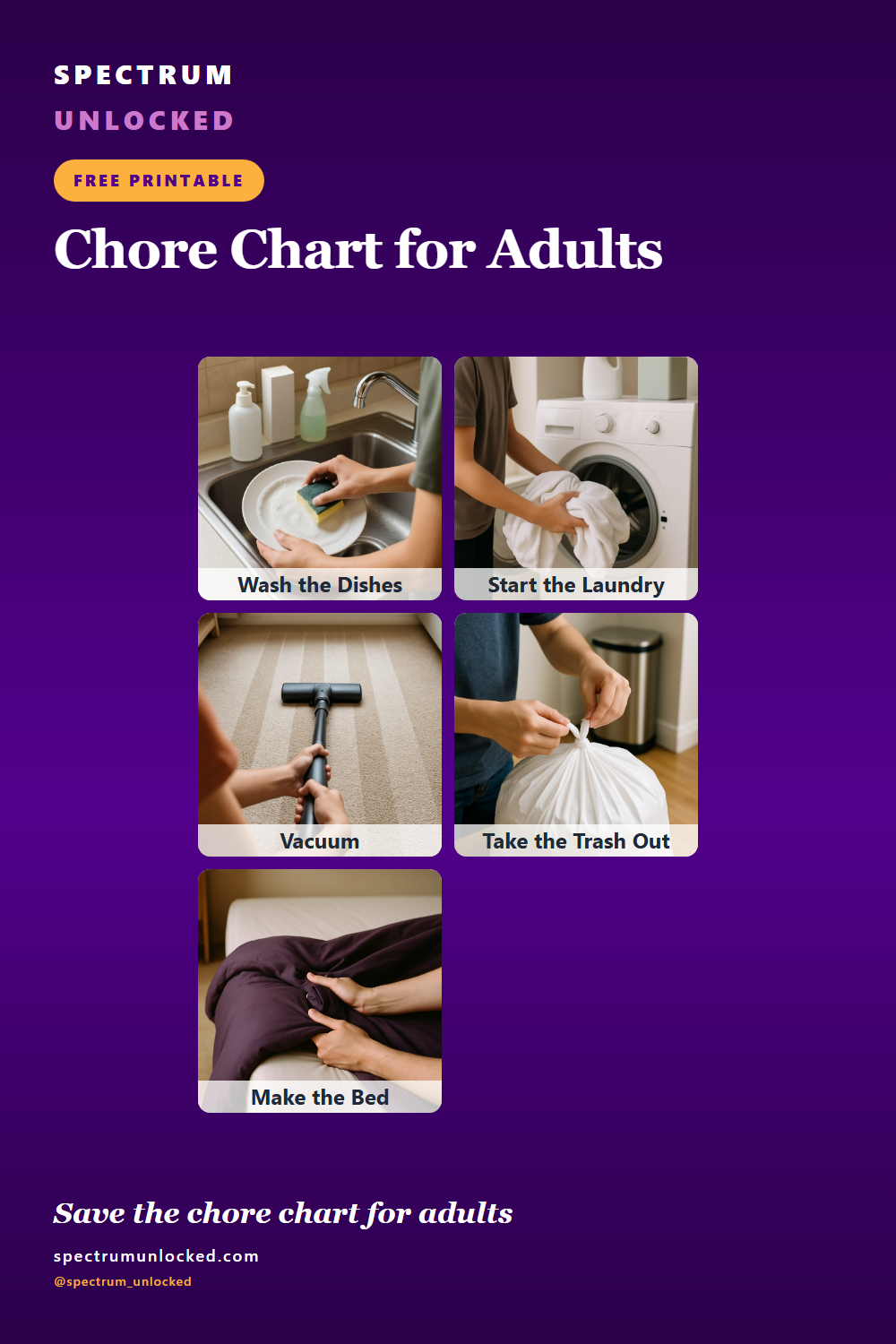 Pinterest pin: Chore Chart for Adults