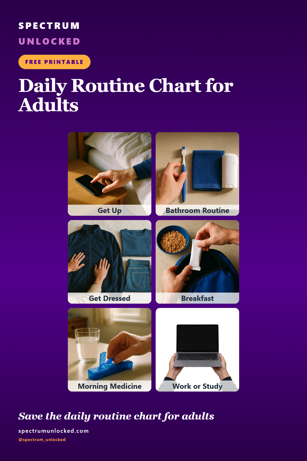 Pinterest pin: Daily Routine Chart for Adults