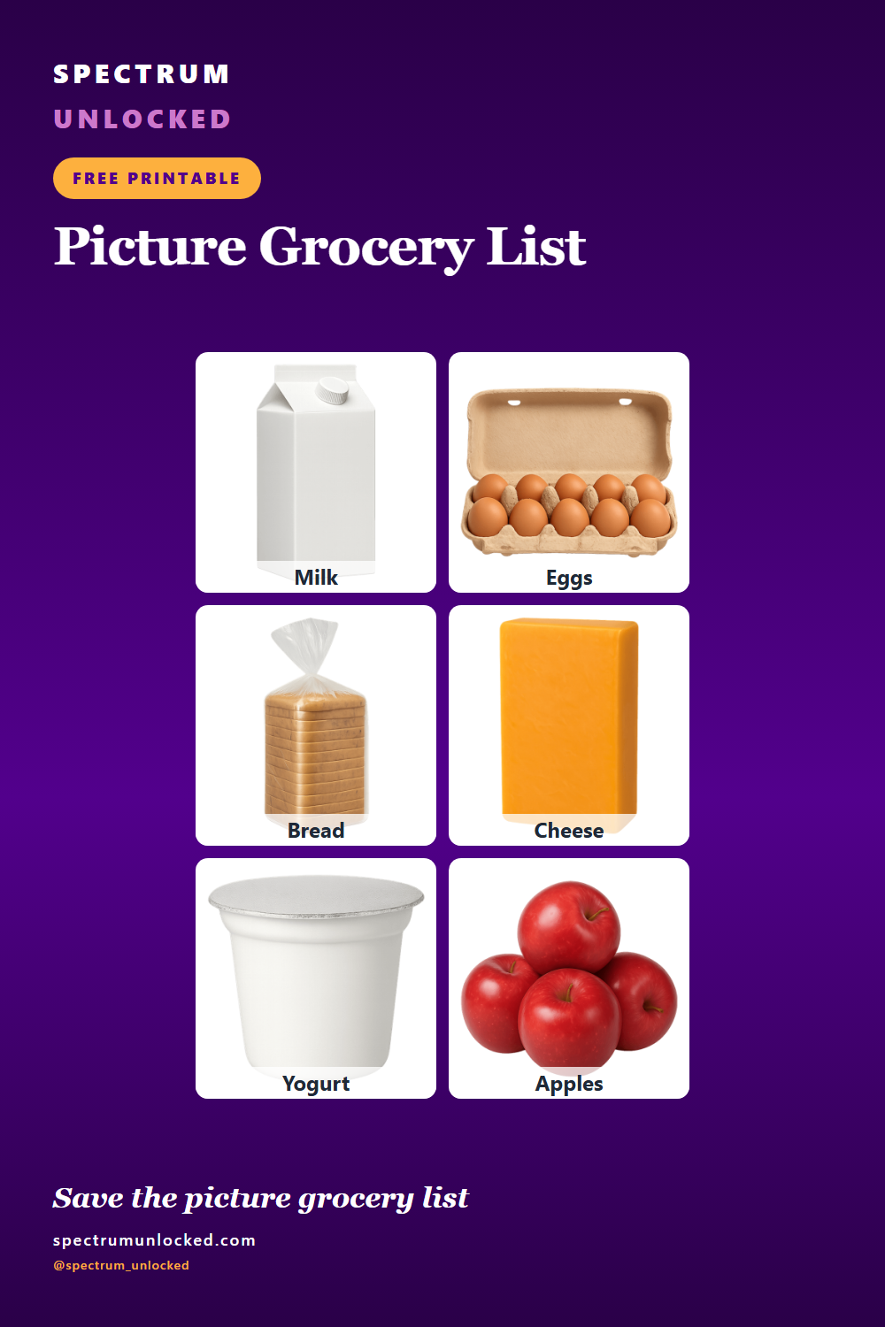 Pinterest pin: Picture Grocery List