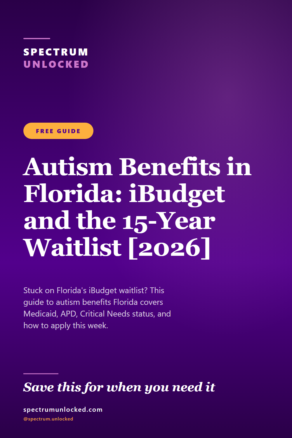 Pinterest pin: Autism Benefits in Florida: iBudget and the 15-Year Waitlist [2026]