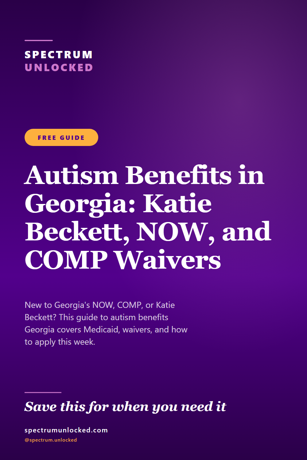 Pinterest pin: Autism Benefits in Georgia: Katie Beckett, NOW, and COMP Waivers [2026]