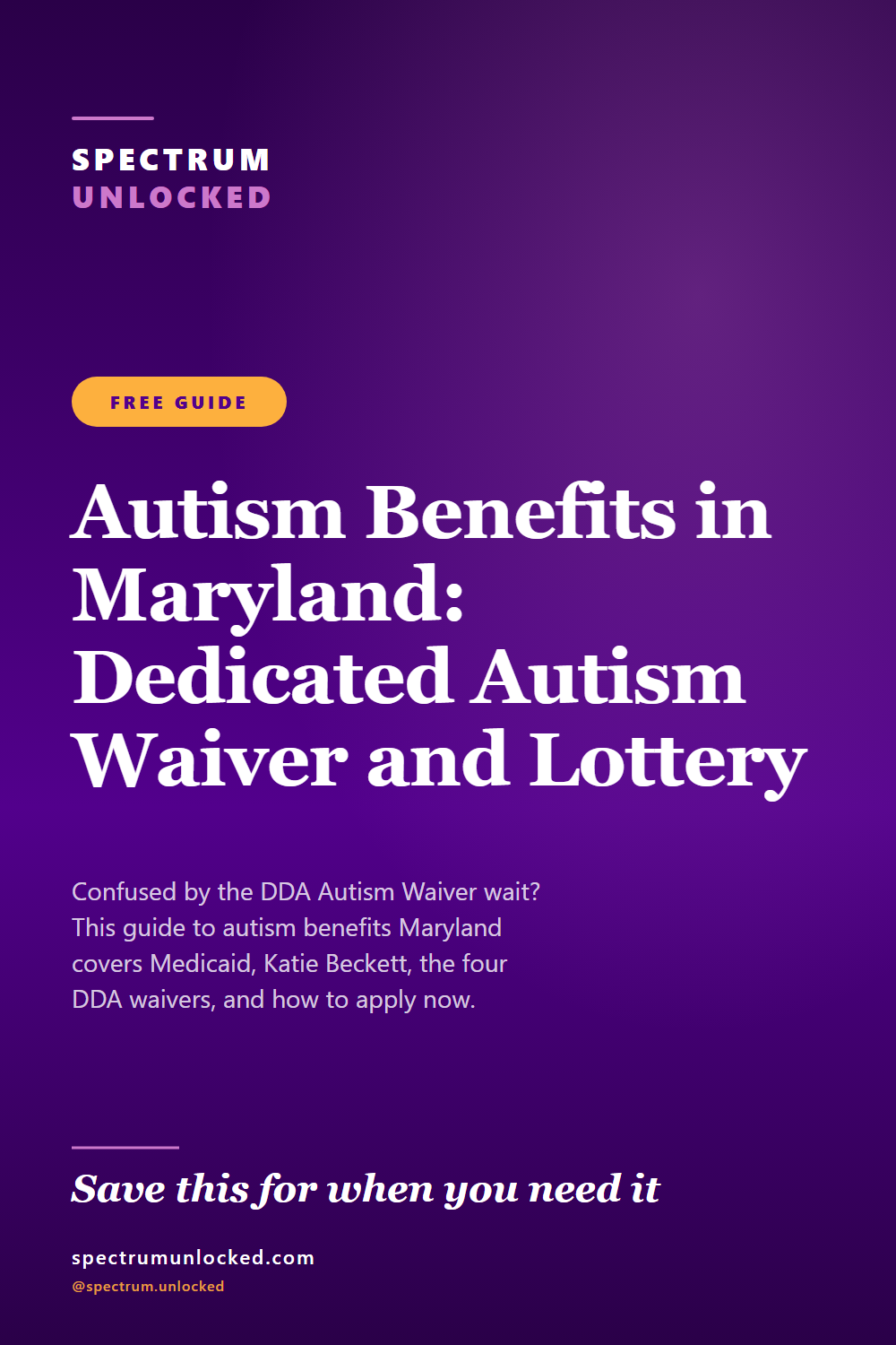 Pinterest pin: Autism Benefits in Maryland: Dedicated Autism Waiver and Lottery System [2026]