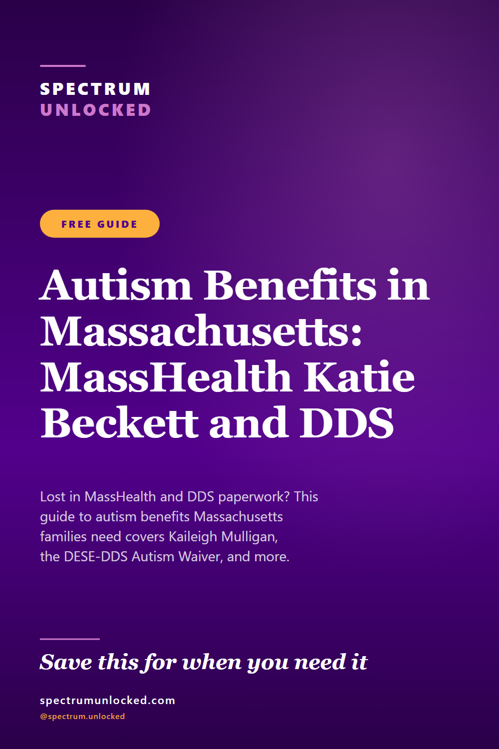 Pinterest pin: Autism Benefits in Massachusetts: MassHealth Katie Beckett and DDS Waivers [2026]