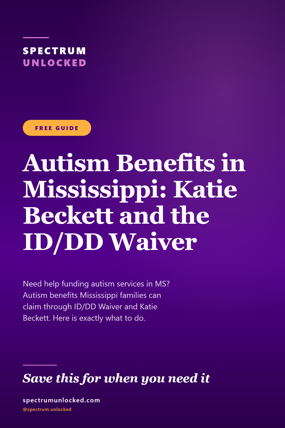 Pinterest pin: Autism Benefits in Mississippi: Katie Beckett and the ID/DD Waiver [2026]