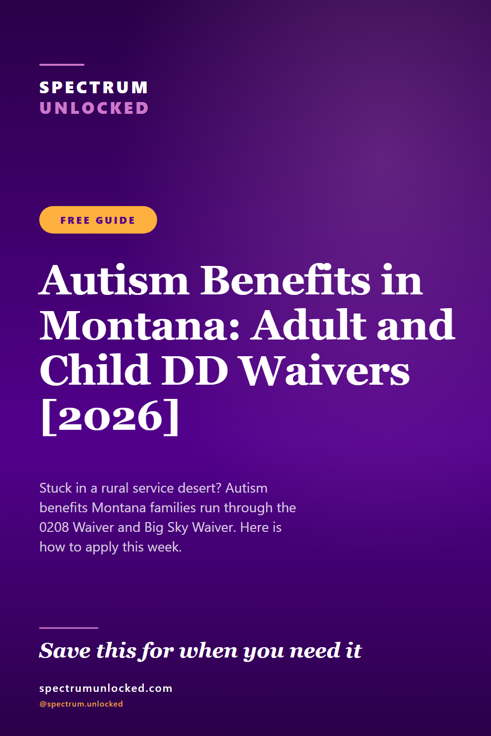 Pinterest pin: Autism Benefits in Montana: Adult and Child DD Waivers [2026]
