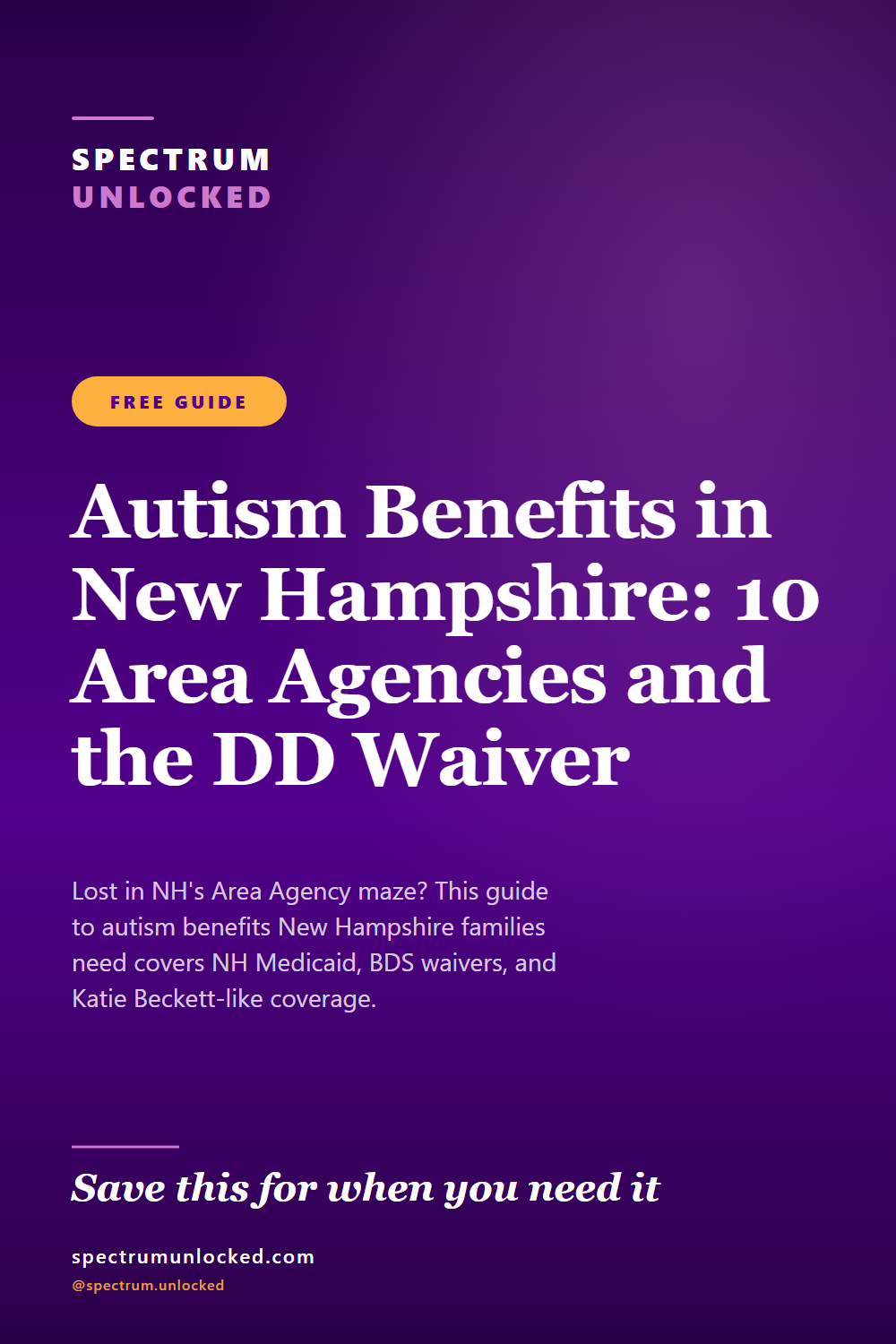 Pinterest pin: Autism Benefits in New Hampshire: 10 Area Agencies and the DD Waiver [2026]