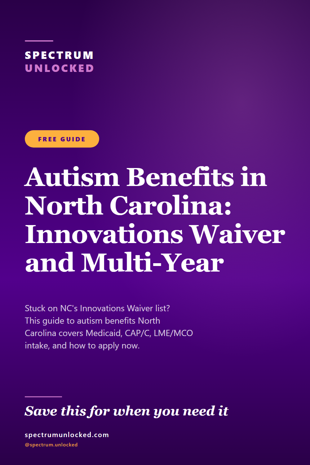 Pinterest pin: Autism Benefits in North Carolina: Innovations Waiver and Multi-Year Waitlists [2026]
