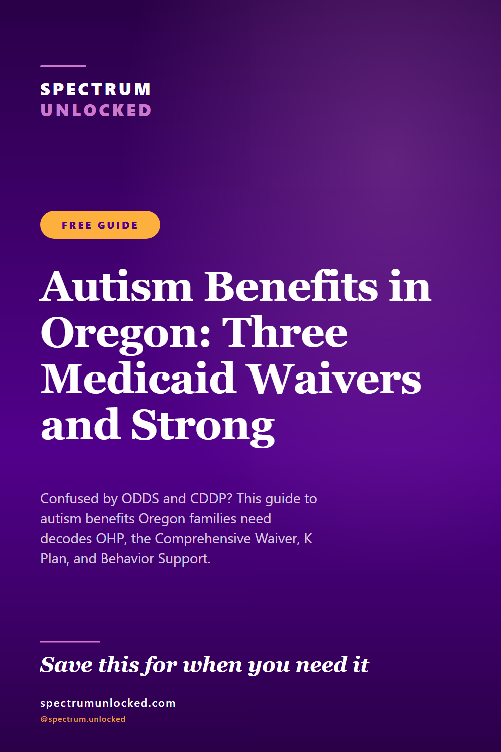 Pinterest pin: Autism Benefits in Oregon: Three Medicaid Waivers and Strong Coverage [2026]