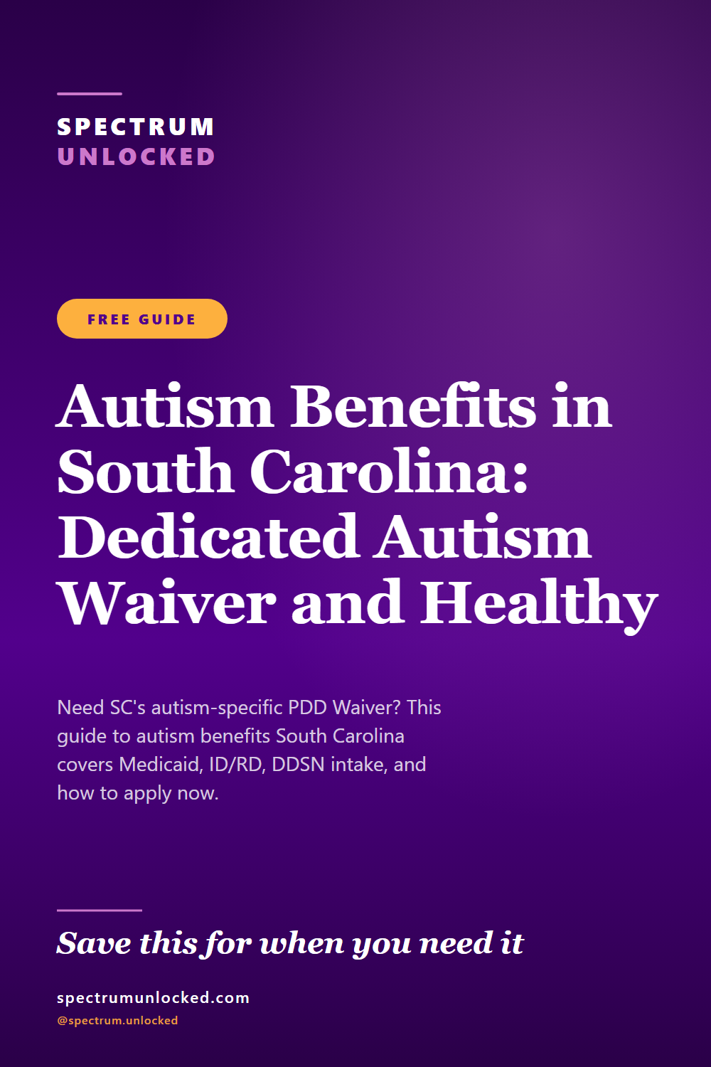 Pinterest pin: Autism Benefits in South Carolina: Dedicated Autism Waiver and Healthy Connections [2026]