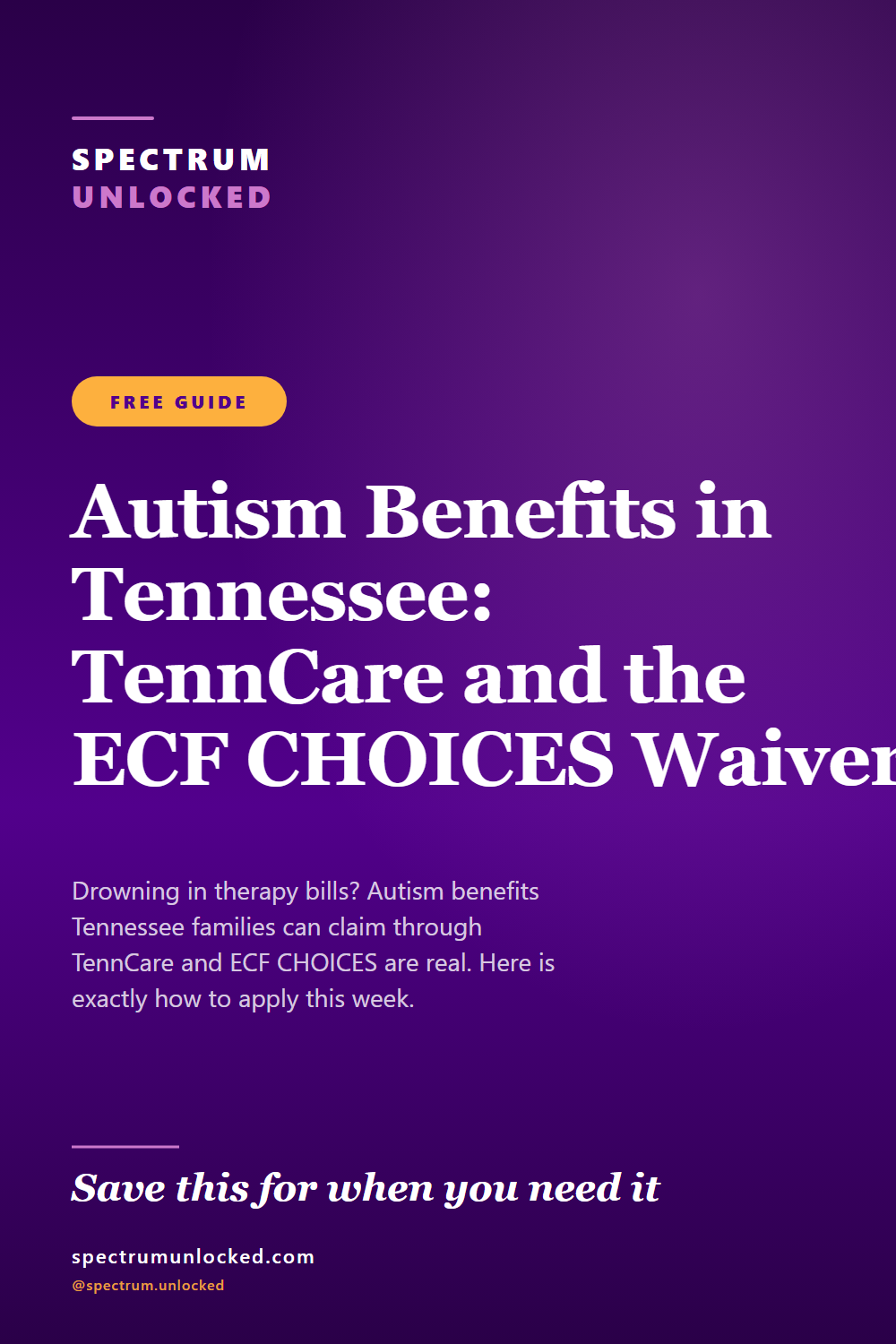 Pinterest pin: Autism Benefits in Tennessee: TennCare and the ECF CHOICES Waiver [2026]