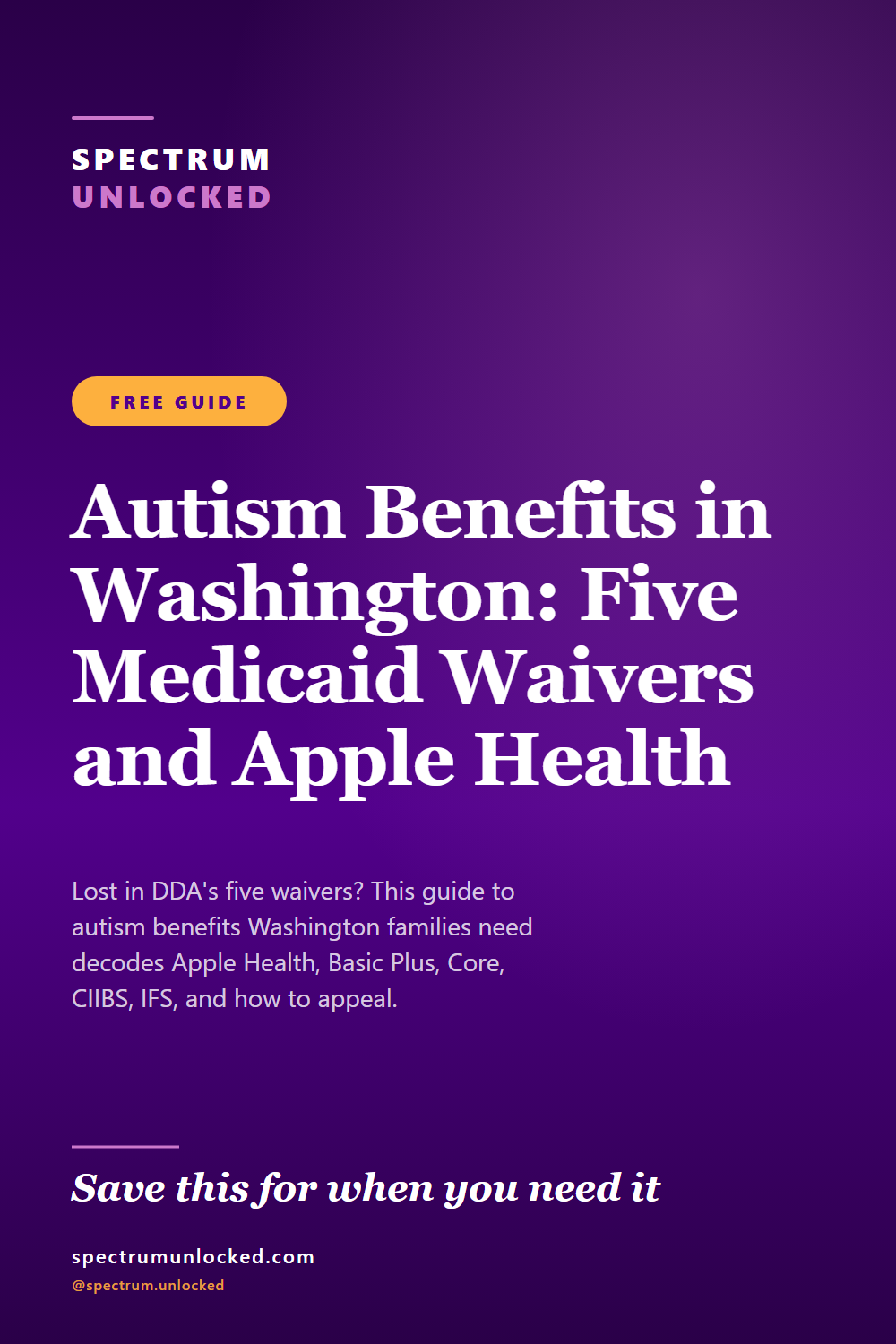 Pinterest pin: Autism Benefits in Washington: Five Medicaid Waivers and Apple Health [2026]