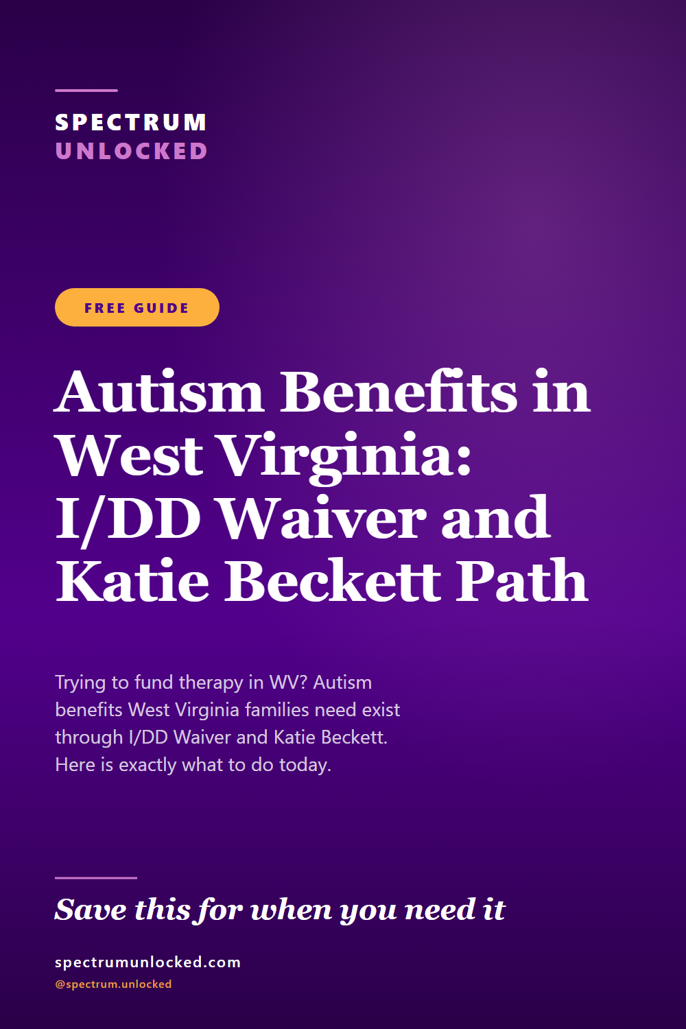 Pinterest pin: Autism Benefits in West Virginia: I/DD Waiver and Katie Beckett Path [2026]