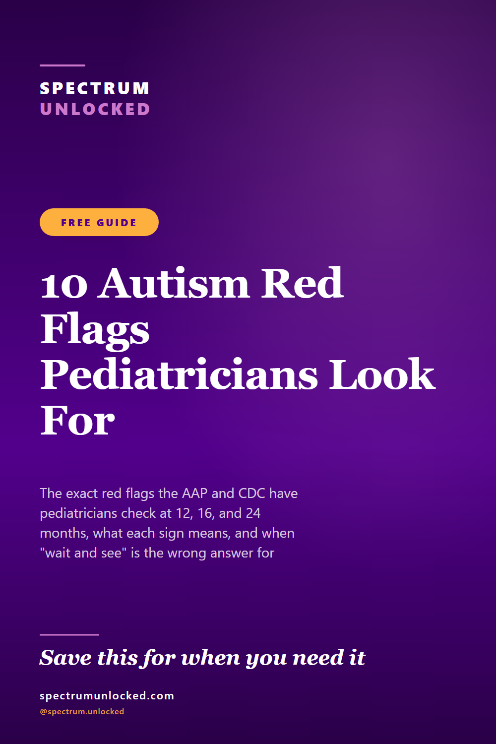 Pinterest pin: 10 Autism Red Flags Pediatricians Look For