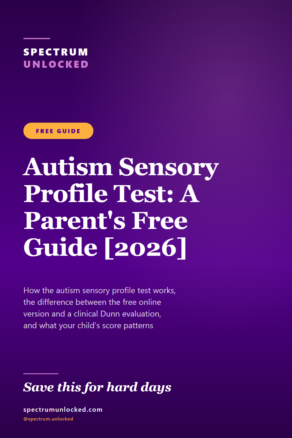 Pinterest pin: Autism Sensory Profile Test: A Parent's Free Guide [2026]