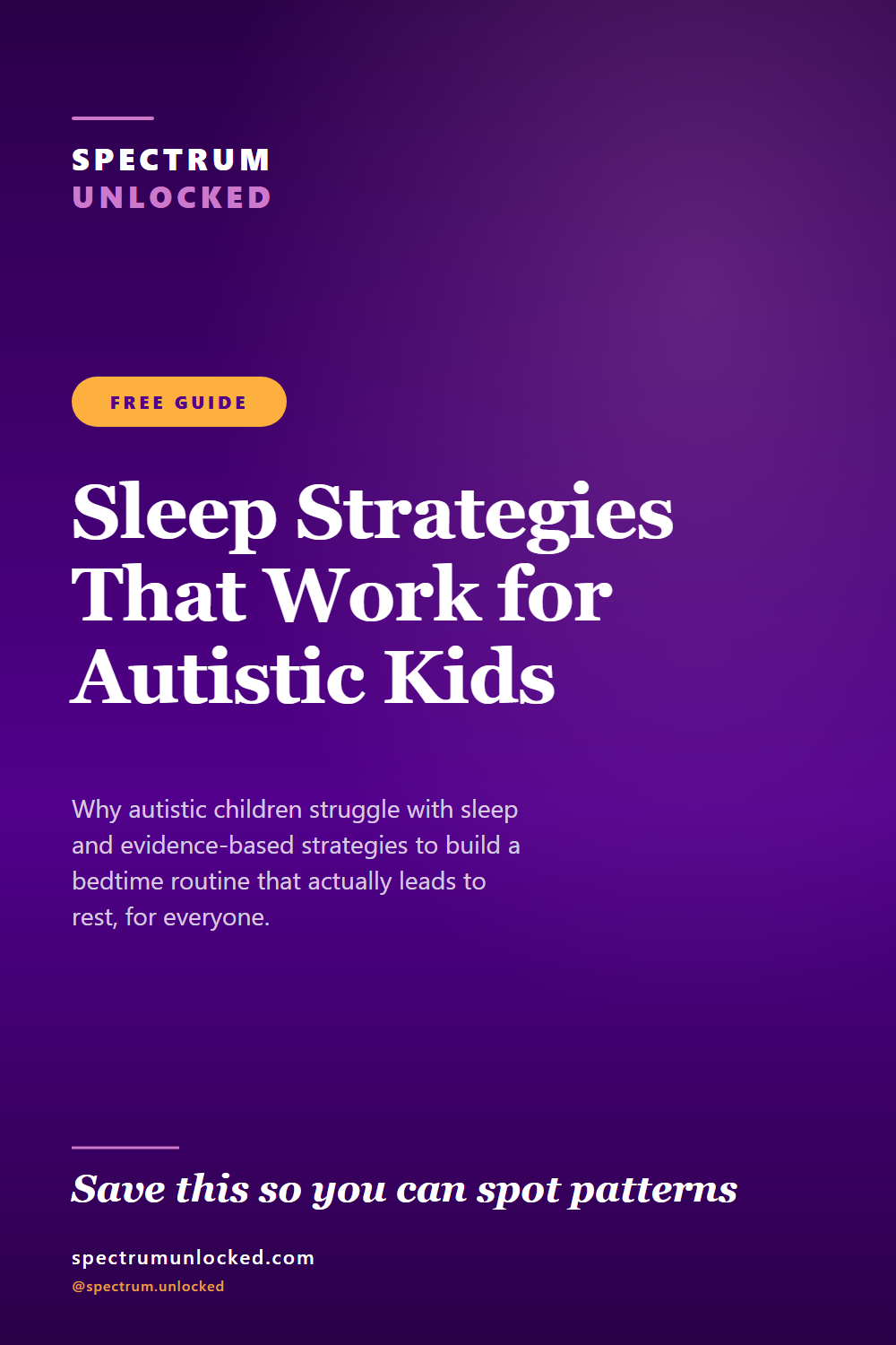 Pinterest pin: Sleep Strategies That Work for Autistic Kids