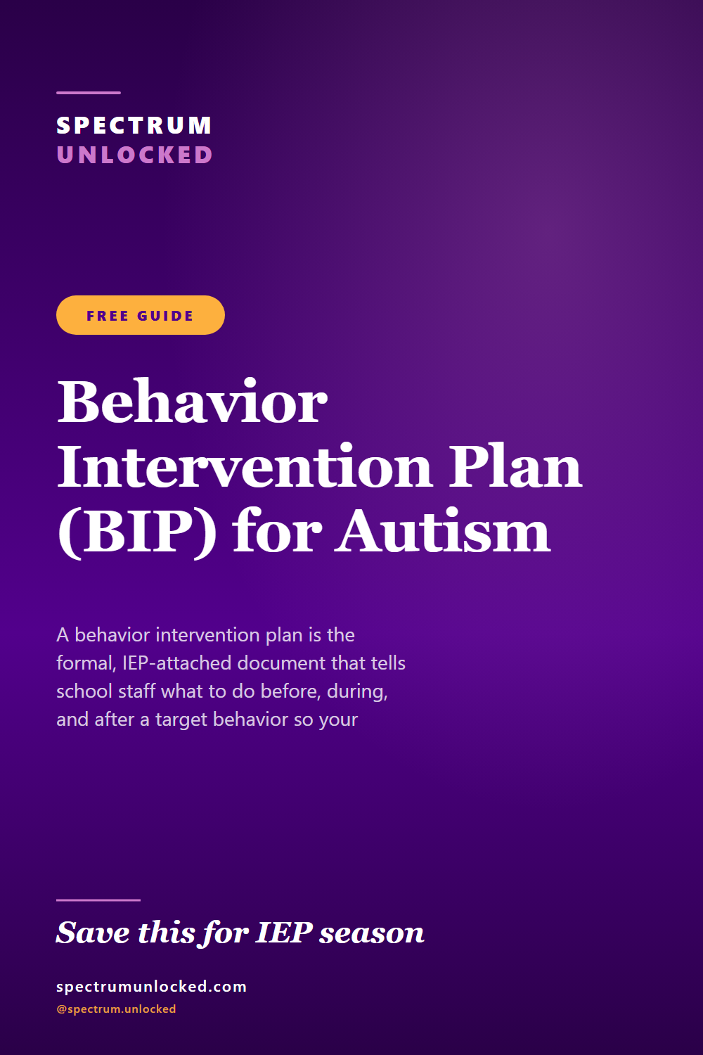 Pinterest pin: Behavior Intervention Plan (BIP) for Autism