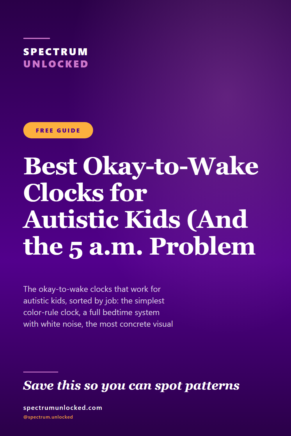 Pinterest pin: Best Okay-to-Wake Clocks for Autistic Kids (And the 5 a.m. Problem They Fix)